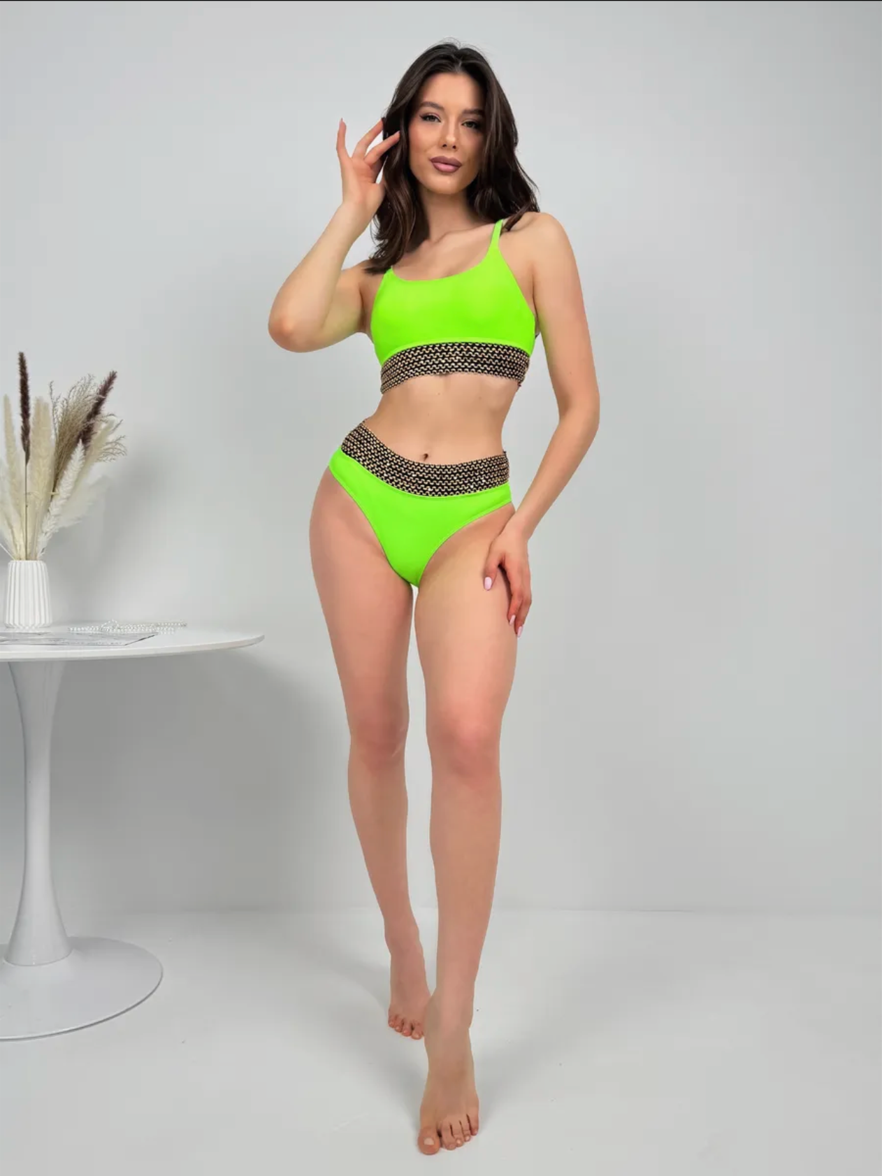 Bikini élégant taille haute sculptant