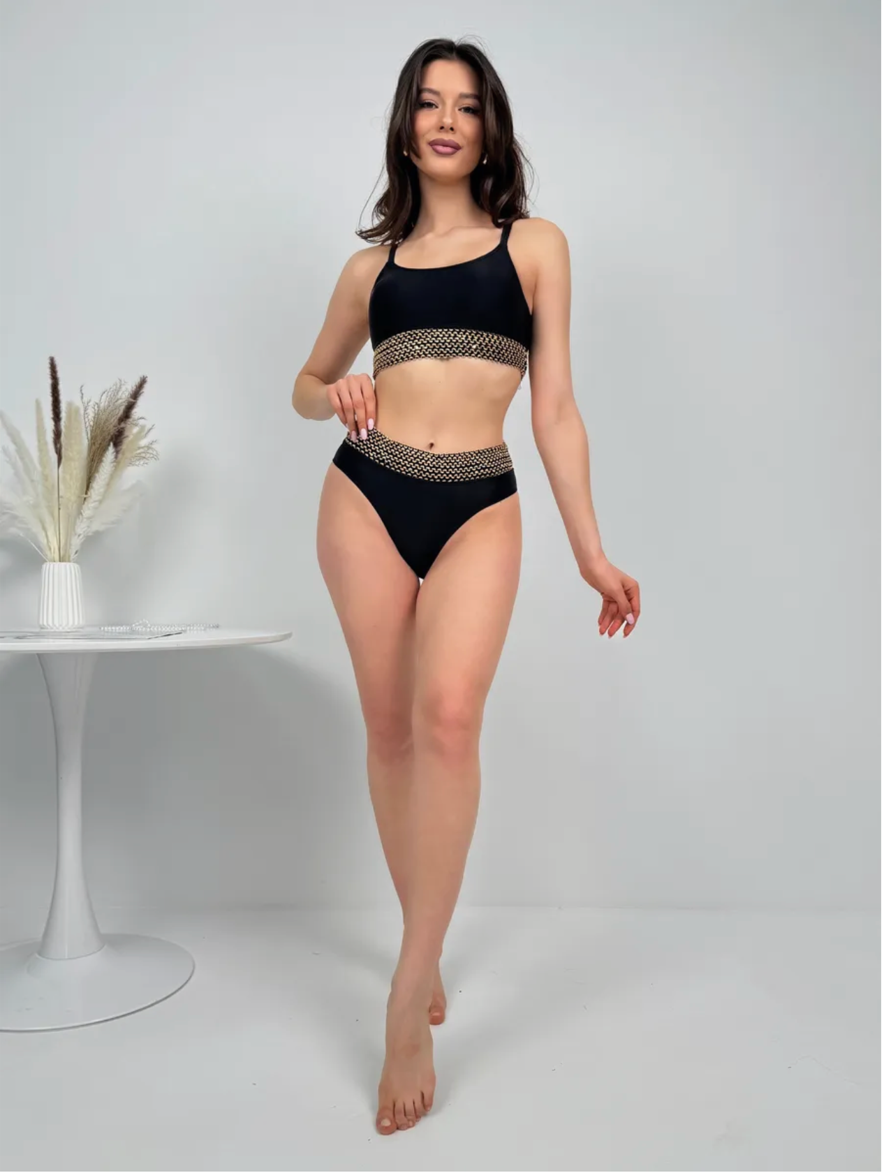 Bikini élégant taille haute sculptant