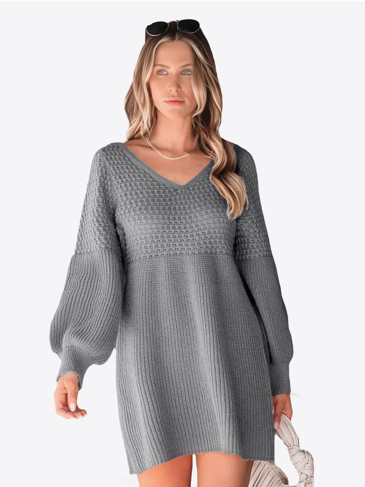 Robe pull col V mi-saison élégante