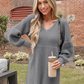 Robe pull col V mi-saison élégante
