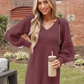 Robe pull col V mi-saison élégante