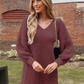 Robe pull col V mi-saison élégante