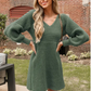 Robe pull col V mi-saison élégante