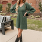Robe pull col V mi-saison élégante