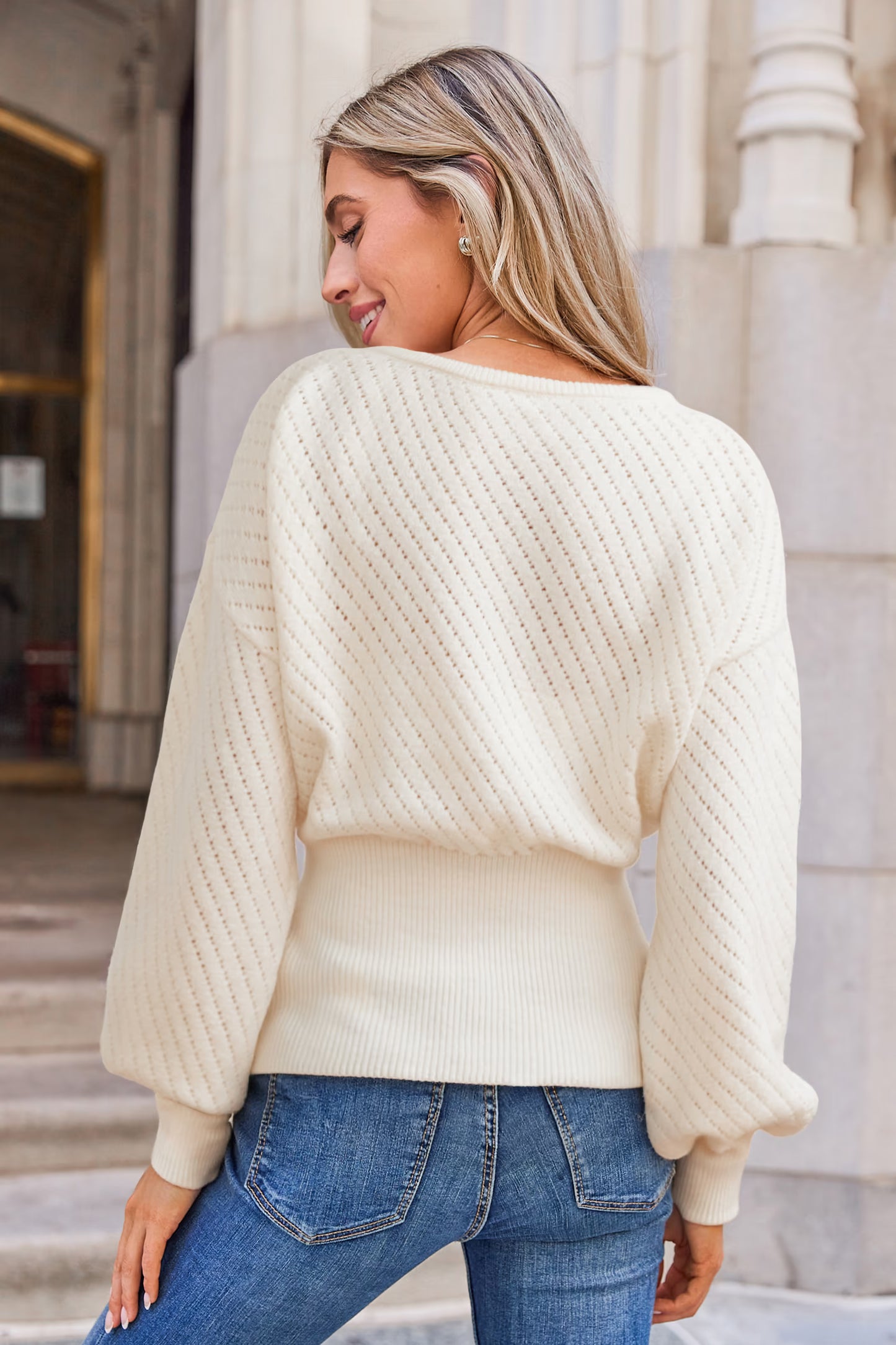 Pull crème en tricot